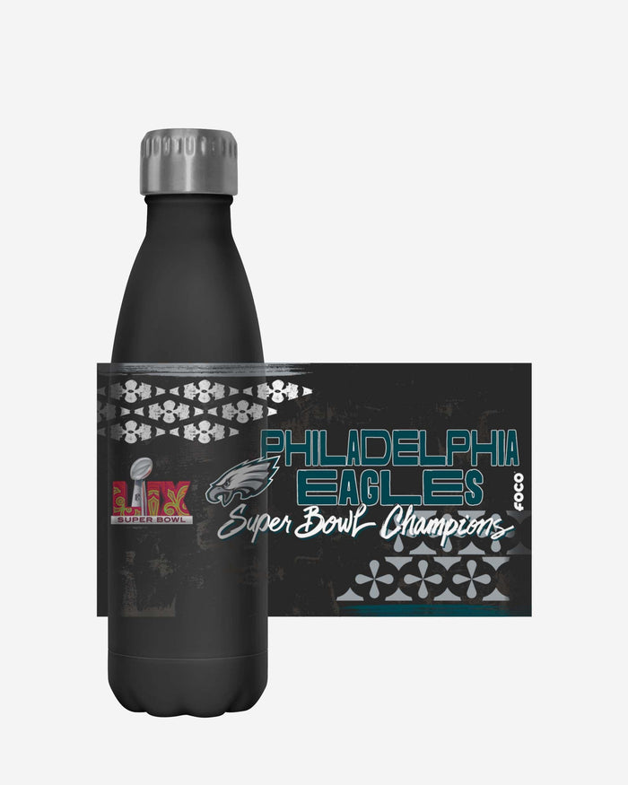 Philadelphia Eagles Super Bowl LIX Champions Stencil Black Diamond 17 oz Stainless Steel Bottle FOCO - FOCO.com