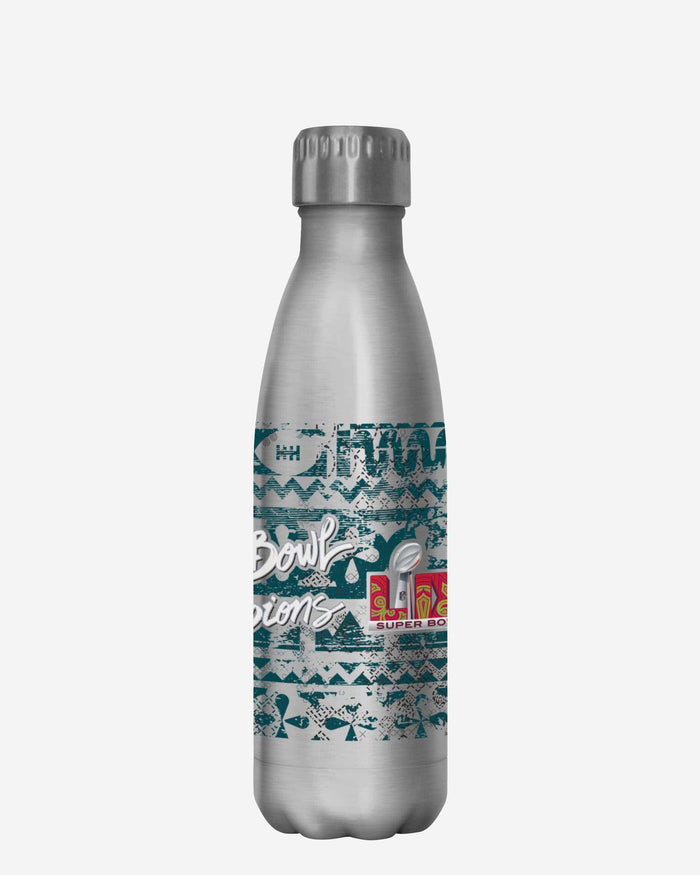 Philadelphia Eagles Super Bowl LIX Champions Stencil Silver 17 oz Stainless Steel Bottle FOCO - FOCO.com