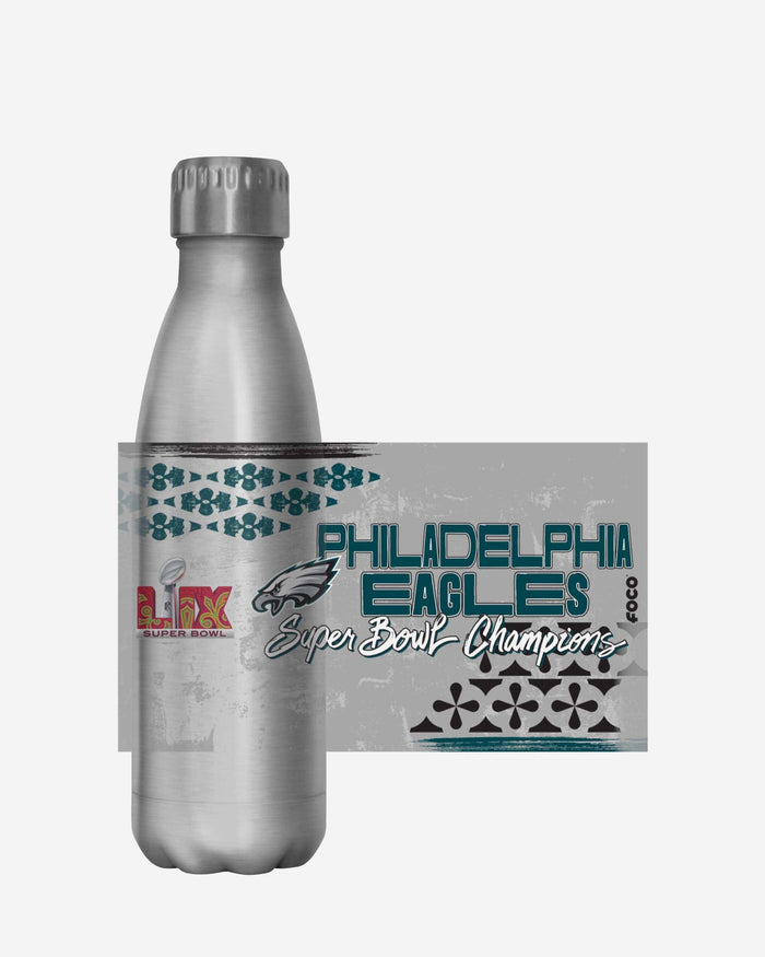 Philadelphia Eagles Super Bowl LIX Champions Stencil Silver Diamond 17 oz Stainless Steel Bottle FOCO - FOCO.com