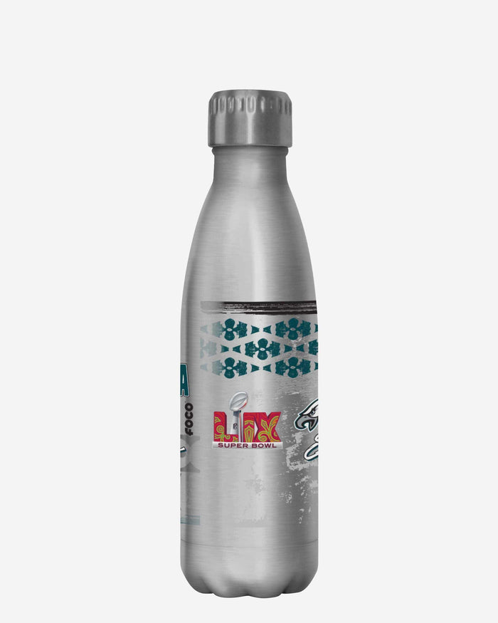 Philadelphia Eagles Super Bowl LIX Champions Stencil Silver Diamond 17 oz Stainless Steel Bottle FOCO - FOCO.com