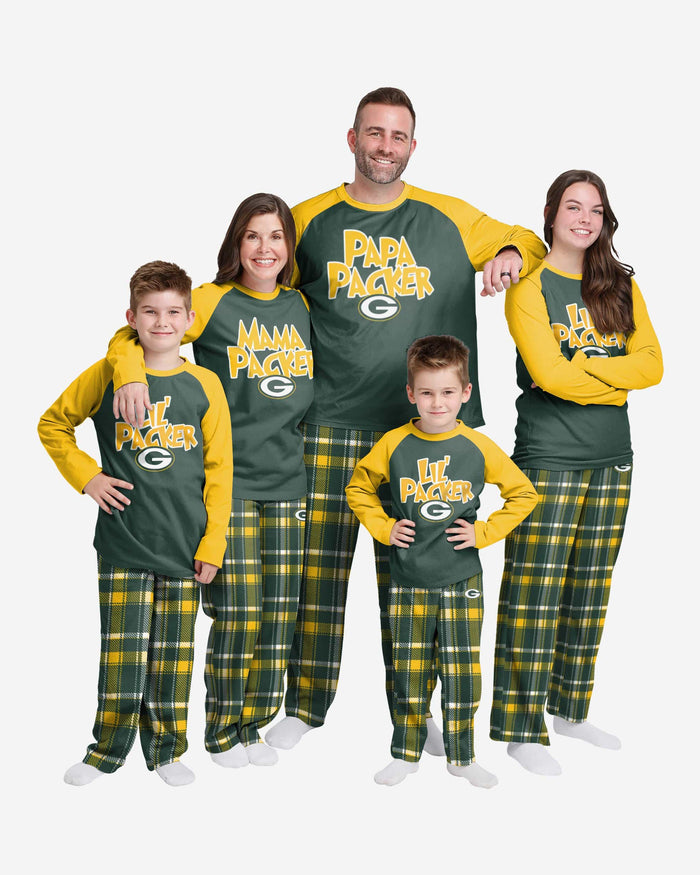 Green Bay Packers Youth Plaid Family Holiday Pajamas FOCO - FOCO.com