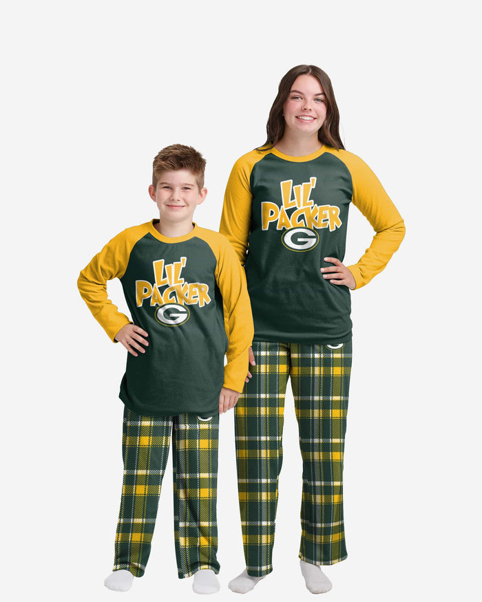 Green Bay Packers Youth Plaid Family Holiday Pajamas FOCO 4 - FOCO.com