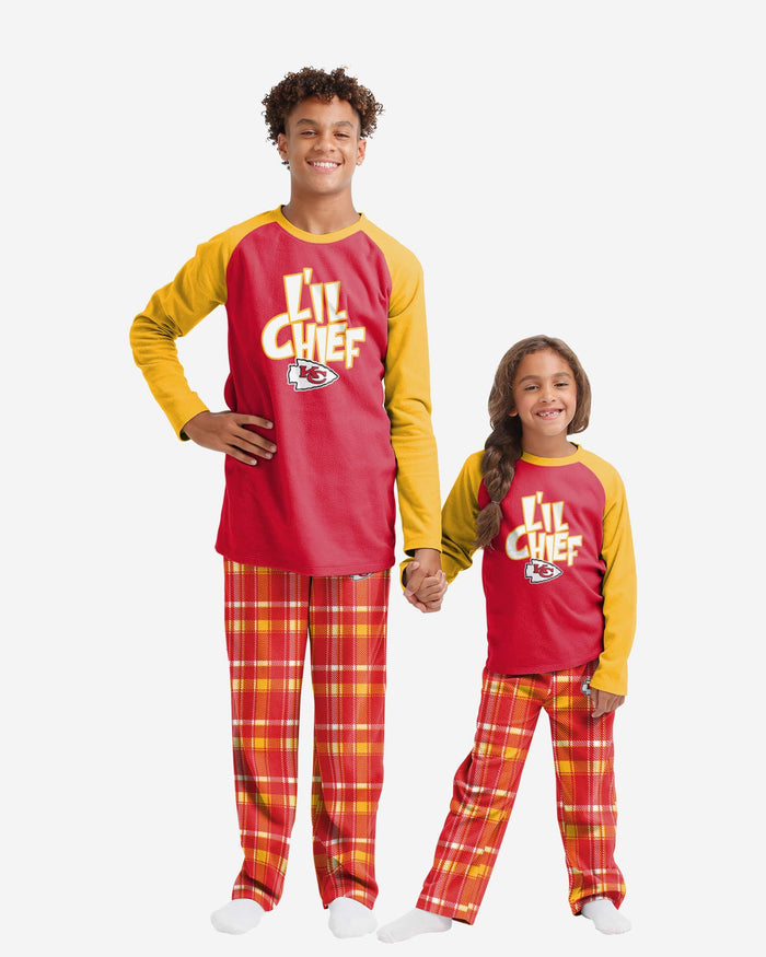 Kansas City Chiefs Youth Plaid Family Holiday Pajamas FOCO 4 - FOCO.com