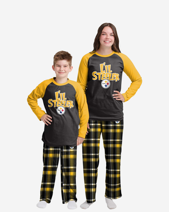 Pittsburgh Steelers Youth Plaid Family Holiday Pajamas FOCO 4 - FOCO.com