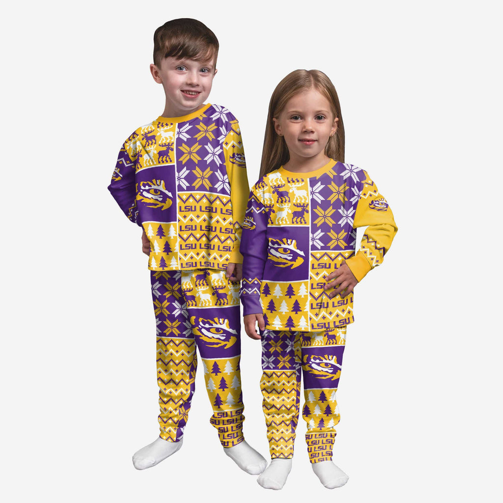 LSU Tigers Toddler Busy Block Family Holiday Pajamas FOCO 2T - FOCO.com