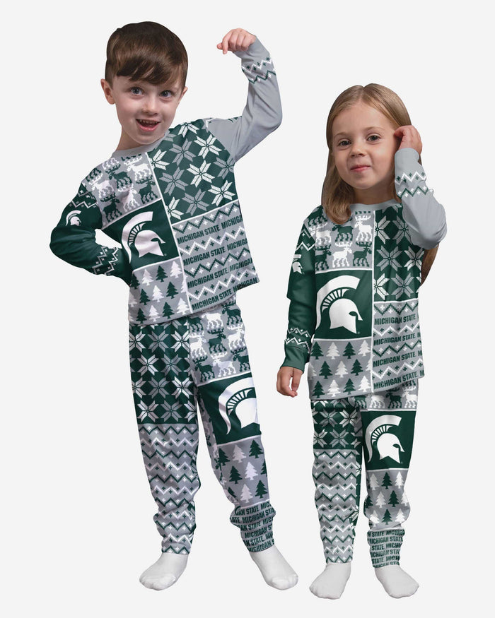 Michigan State Spartans Toddler Busy Block Family Holiday Pajamas FOCO 2T - FOCO.com