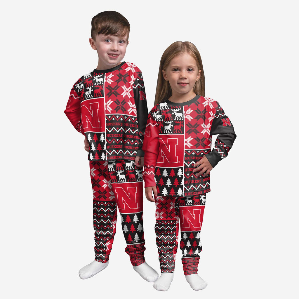 Nebraska Cornhuskers Toddler Busy Block Family Holiday Pajamas FOCO 2T - FOCO.com