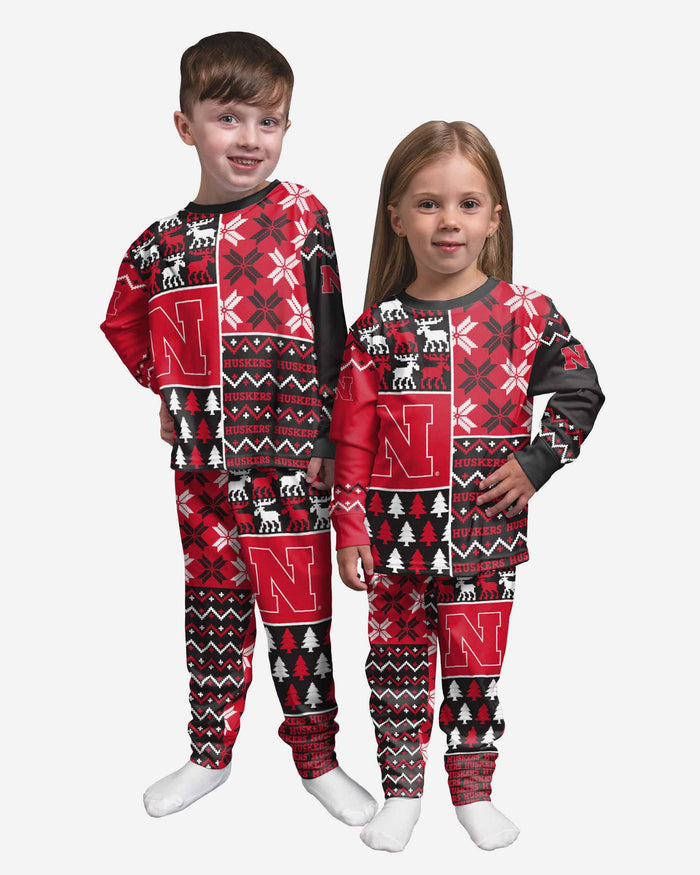 Nebraska Cornhuskers Toddler Busy Block Family Holiday Pajamas FOCO 2T - FOCO.com
