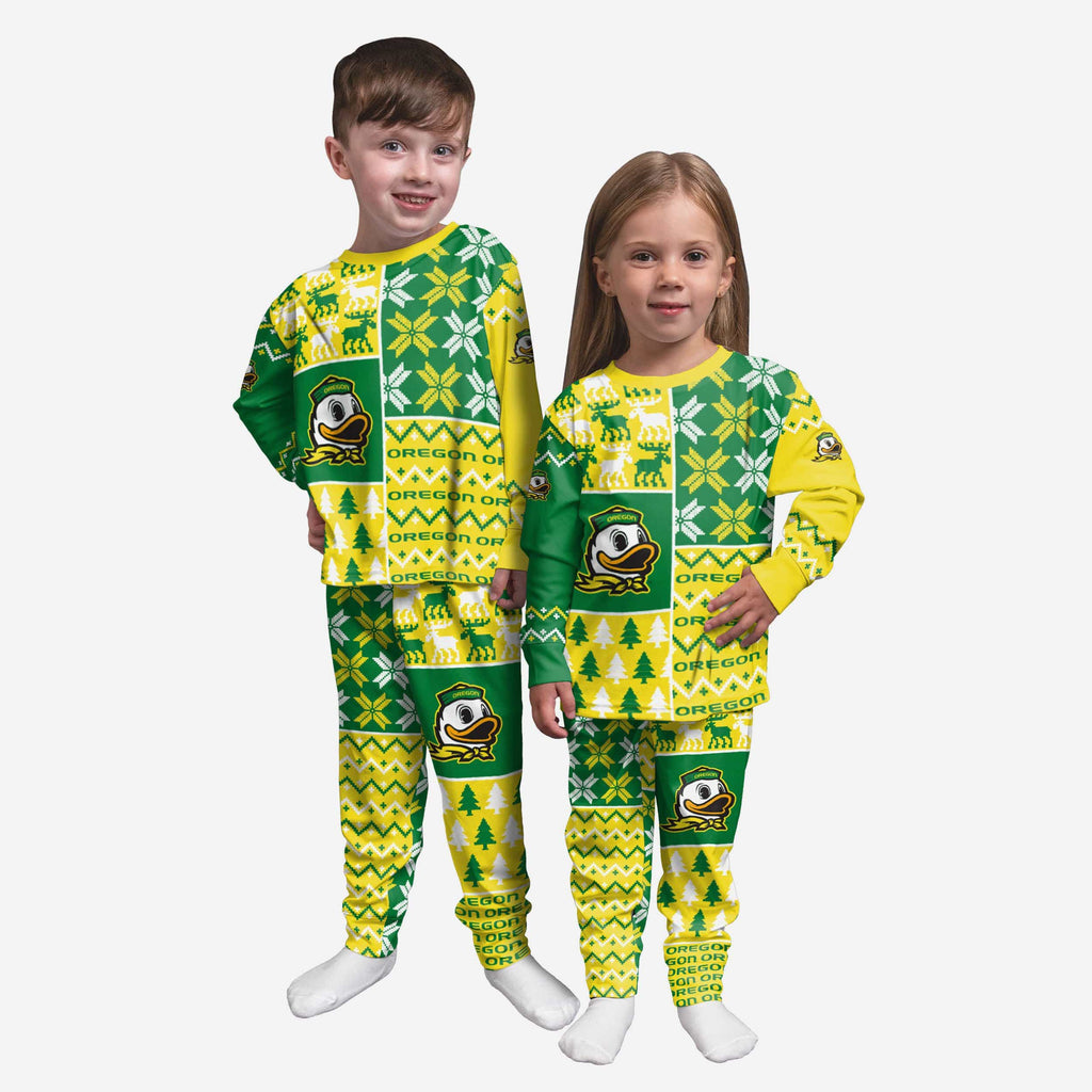 Oregon Ducks Toddler Busy Block Family Holiday Pajamas FOCO 2T - FOCO.com