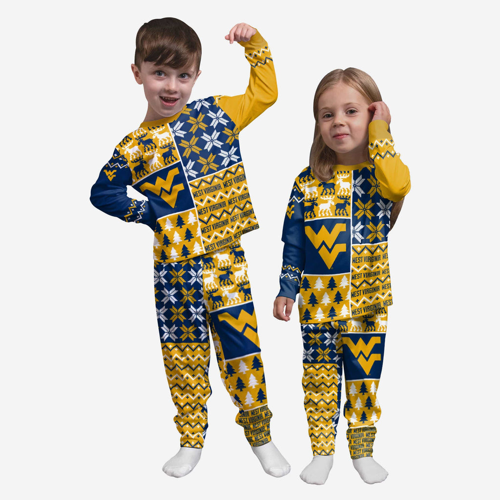 West Virginia Mountaineers Toddler Busy Block Family Holiday Pajamas FOCO 2T - FOCO.com