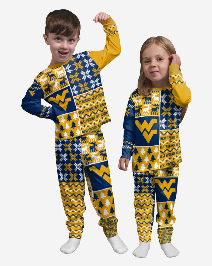 West Virginia Mountaineers Toddler Busy Block Family Holiday Pajamas FOCO 2T - FOCO.com