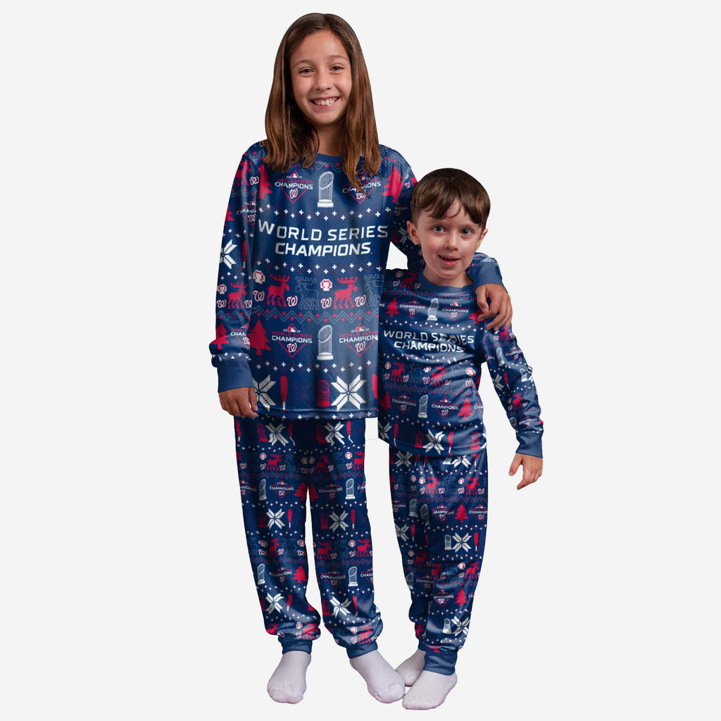 Washington Nationals 2019 World Series Champions Youth Family Holiday Pajamas FOCO 4 - FOCO.com