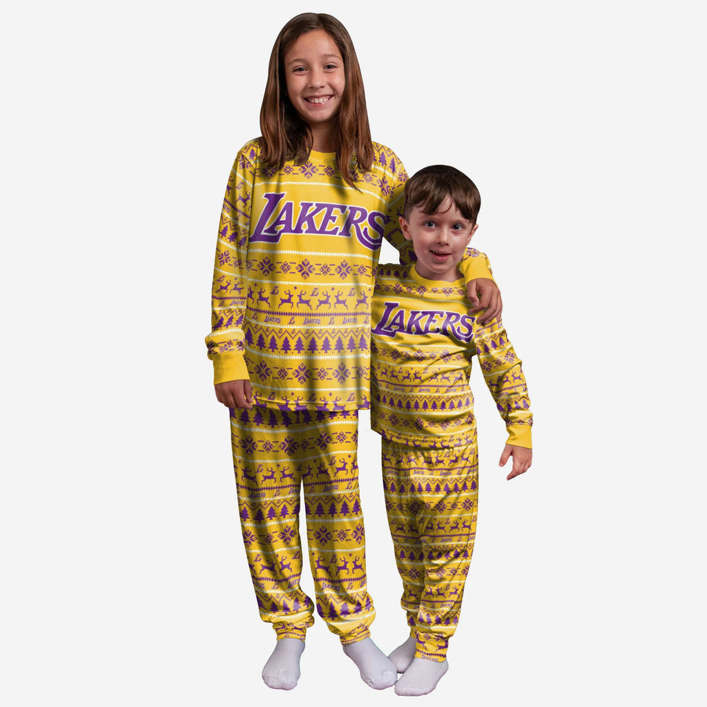 Los Angeles Lakers Youth Family Holiday Pajamas FOCO 8 (S) - FOCO.com