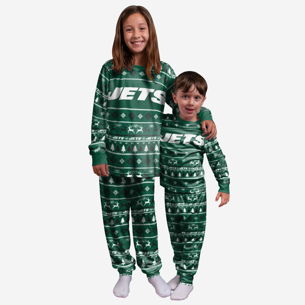 New York Jets Youth Family Holiday Pajamas FOCO 4 - FOCO.com