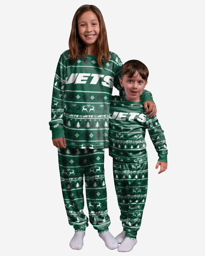 New York Jets Youth Family Holiday Pajamas FOCO 4 - FOCO.com