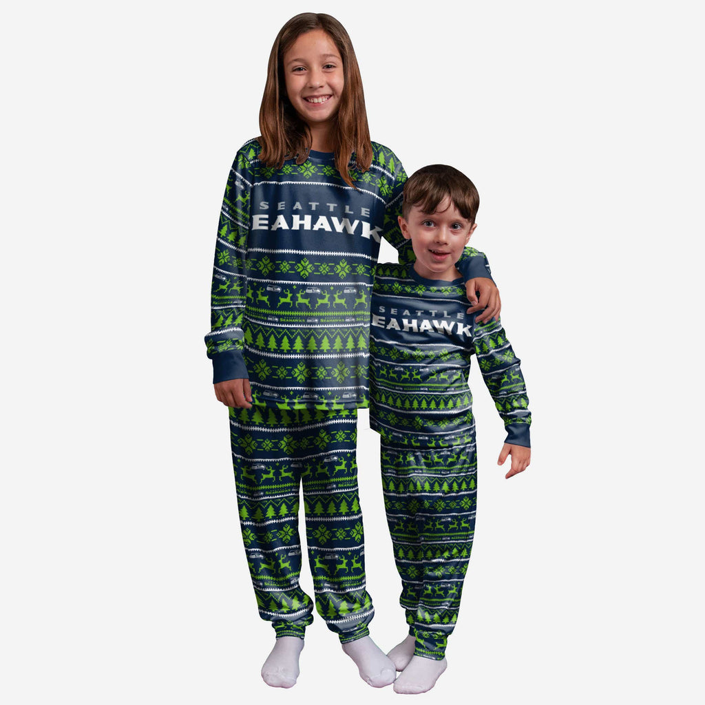 Seattle Seahawks Youth Family Holiday Pajamas FOCO 4 - FOCO.com