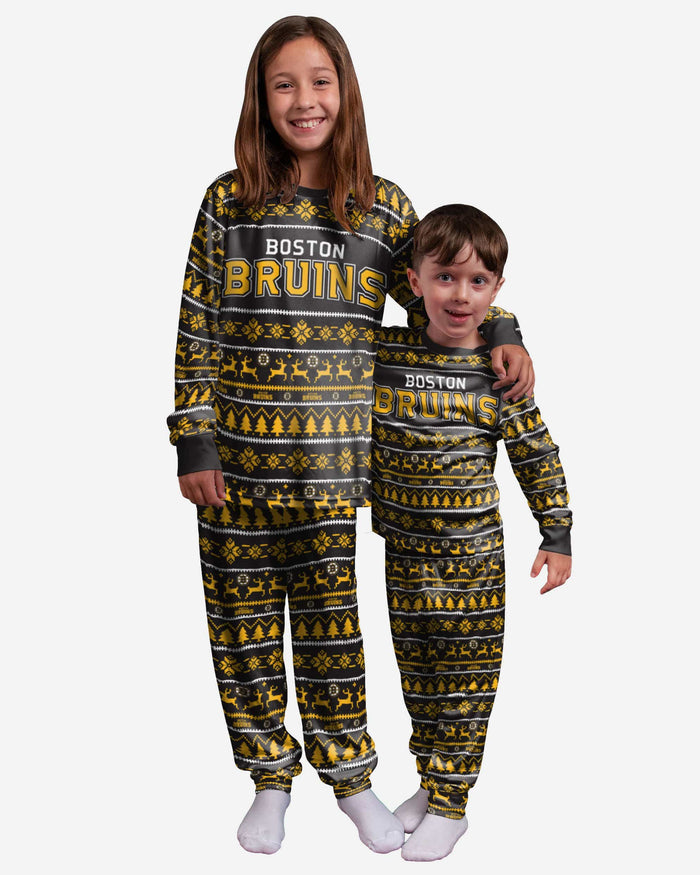 Boston Bruins Youth Family Holiday Pajamas FOCO - FOCO.com