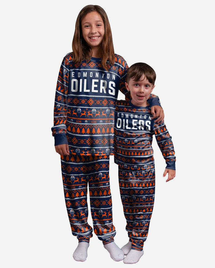 Edmonton Oilers Youth Family Holiday Pajamas FOCO - FOCO.com
