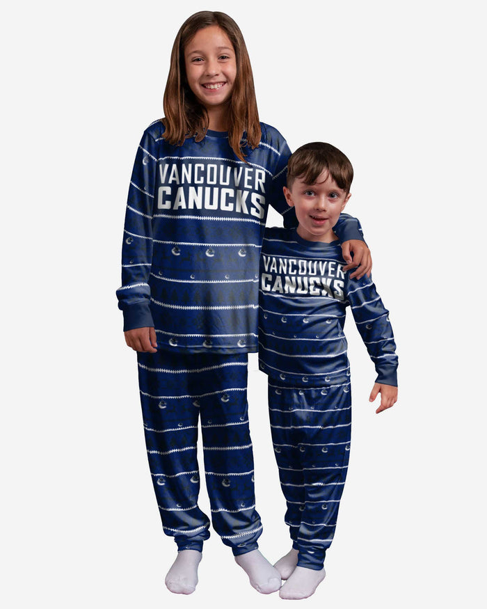 Vancouver Canucks Youth Family Holiday Pajamas FOCO - FOCO.com