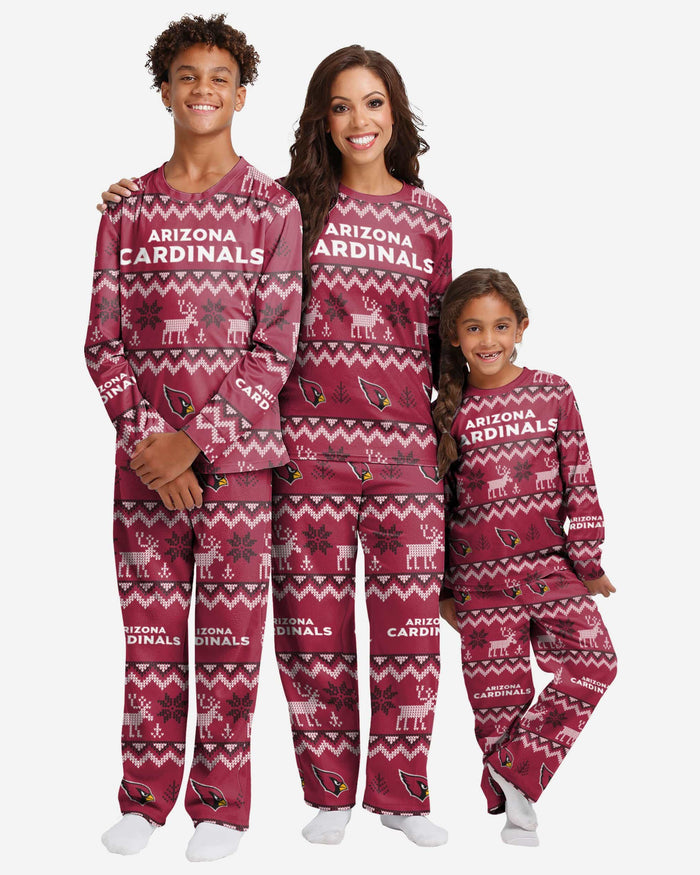 Arizona Cardinals Youth Ugly Pattern Family Holiday Pajamas FOCO - FOCO.com