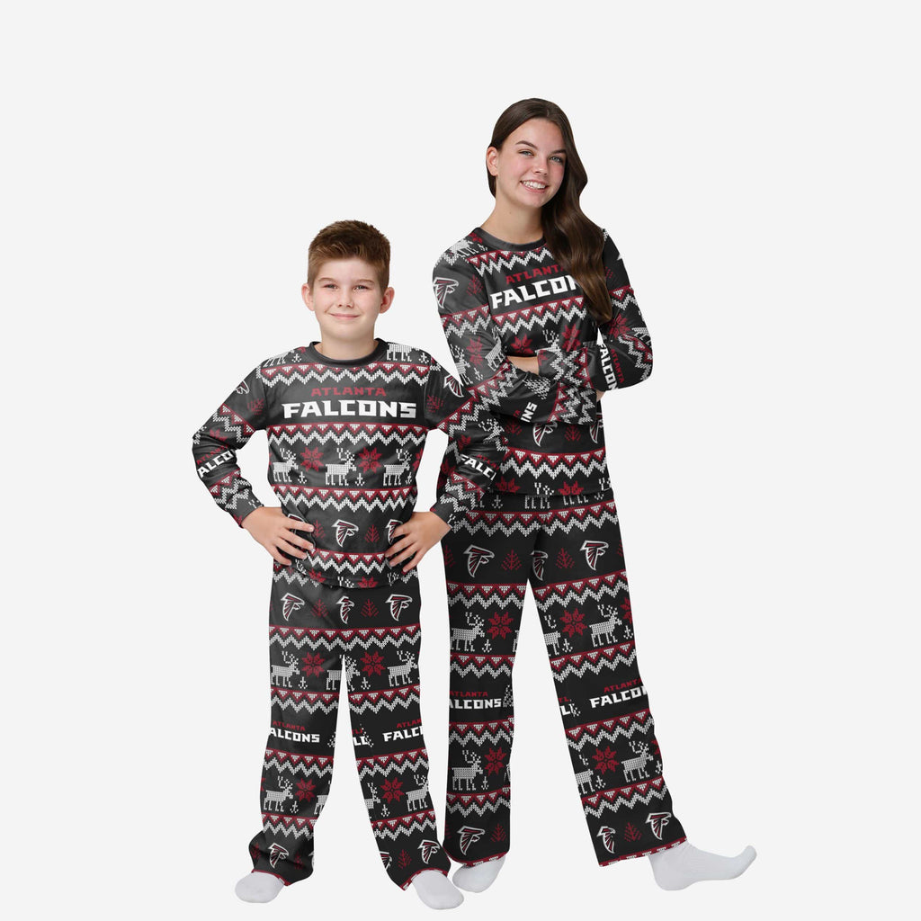 Atlanta Falcons Youth Ugly Pattern Family Holiday Pajamas FOCO 4 - FOCO.com