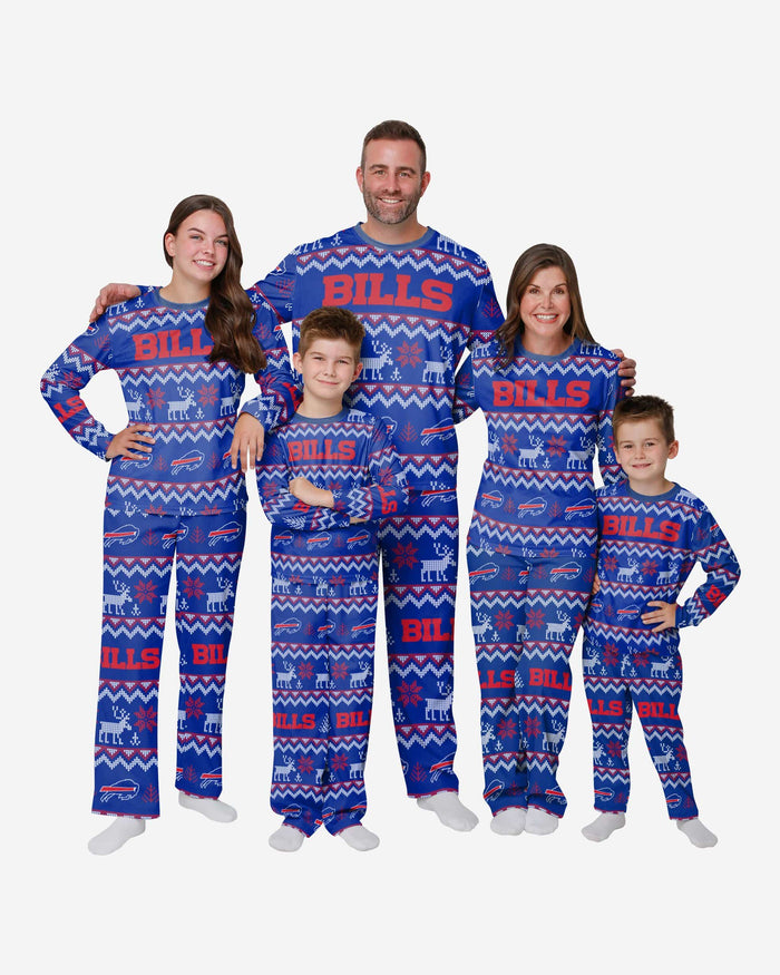 Buffalo Bills Youth Ugly Pattern Family Holiday Pajamas FOCO - FOCO.com
