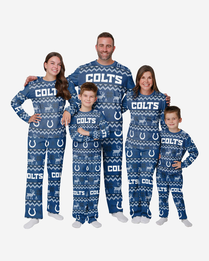 Indianapolis Colts Youth Ugly Pattern Family Holiday Pajamas FOCO - FOCO.com