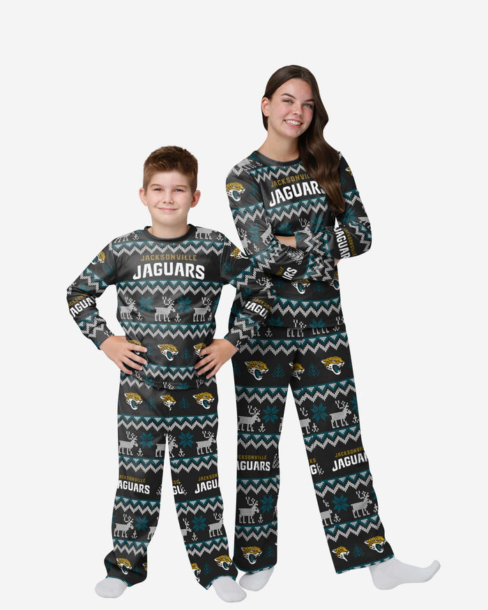 Jacksonville Jaguars Youth Ugly Pattern Family Holiday Pajamas FOCO 4 - FOCO.com