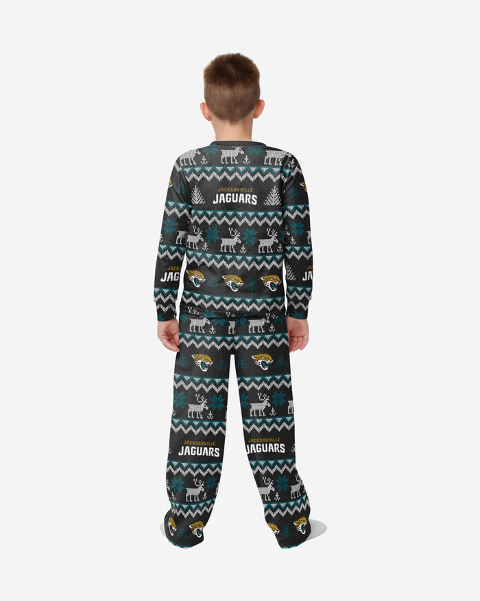 Jacksonville Jaguars Youth Ugly Pattern Family Holiday Pajamas FOCO - FOCO.com