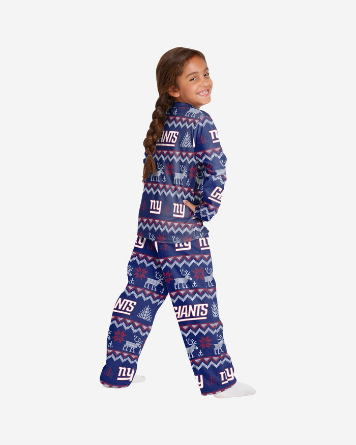 New York Giants Youth Ugly Pattern Family Holiday Pajamas FOCO - FOCO.com