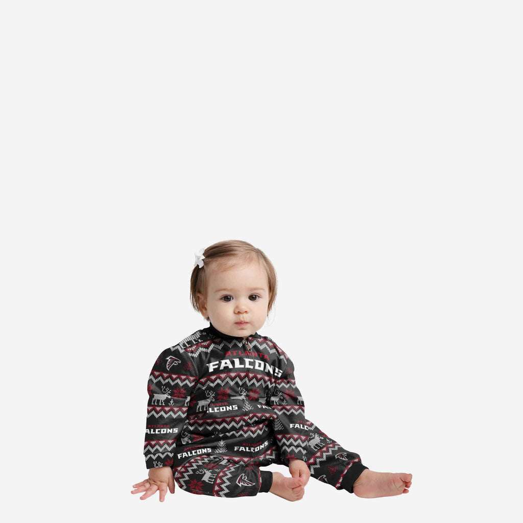 Atlanta Falcons Infant Ugly Pattern Family Holiday Pajamas FOCO 12 mo - FOCO.com