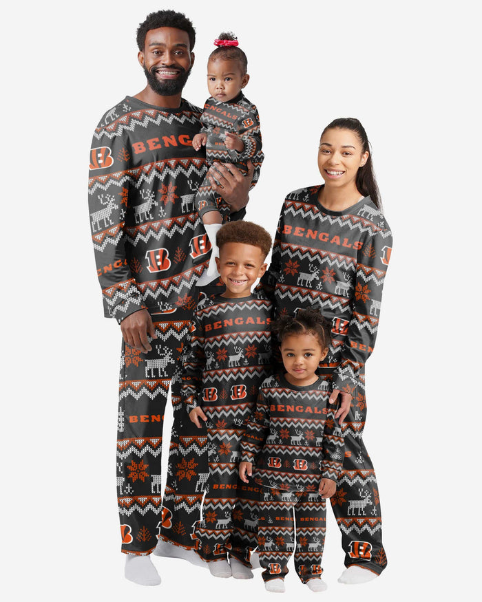 Cincinnati Bengals Infant Ugly Pattern Family Holiday Pajamas FOCO - FOCO.com