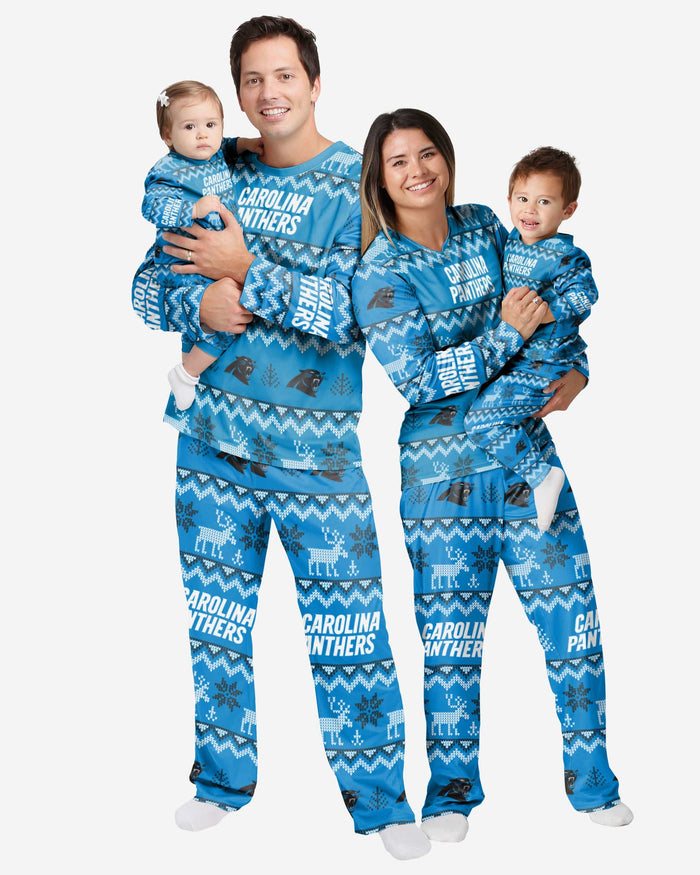 Carolina Panthers Infant Ugly Pattern Family Holiday Pajamas FOCO - FOCO.com