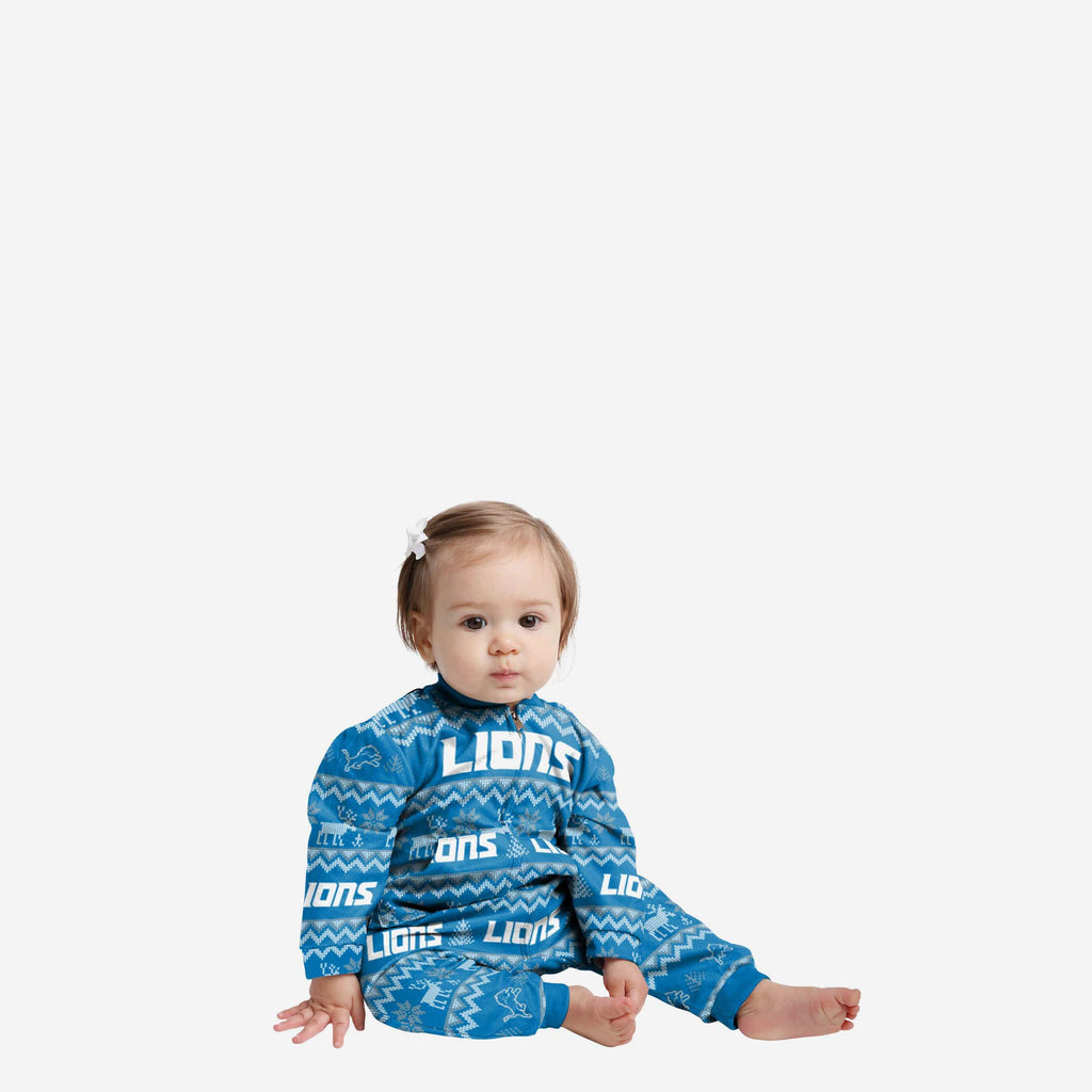 Detroit Lions Infant Ugly Pattern Family Holiday Pajamas FOCO 12 mo - FOCO.com