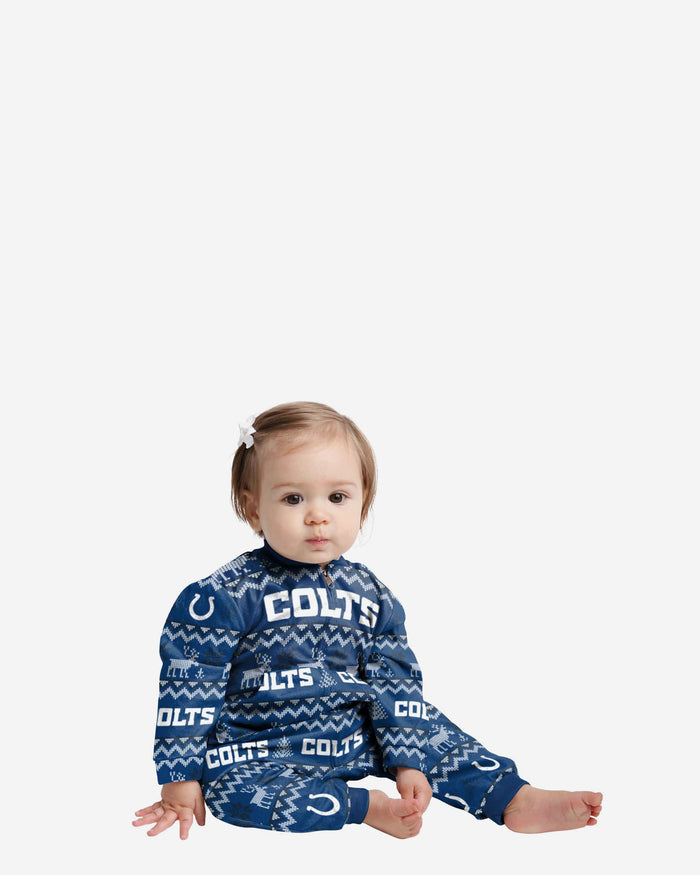 Indianapolis Colts Infant Ugly Pattern Family Holiday Pajamas FOCO 12 mo - FOCO.com
