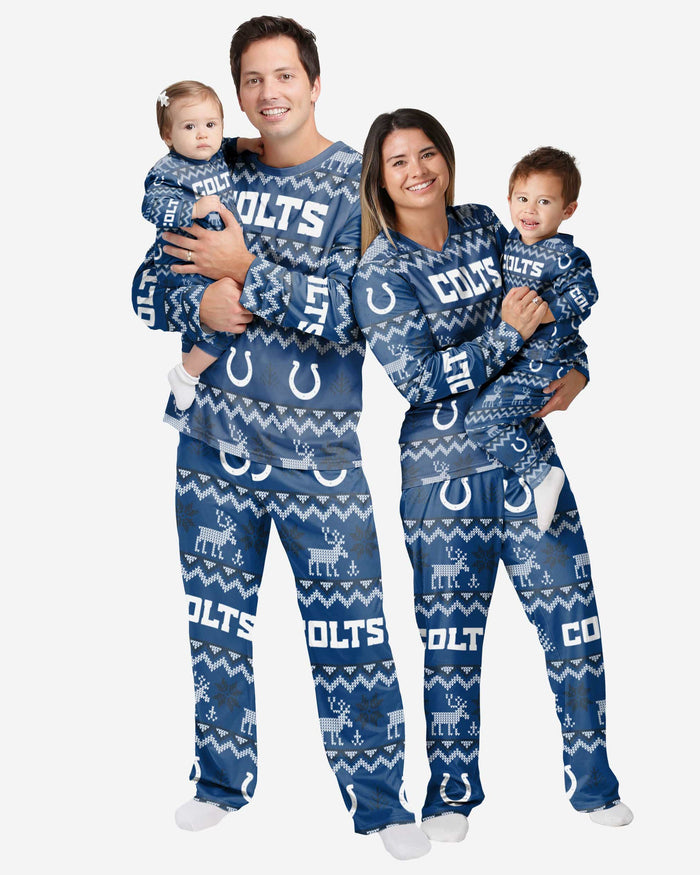 Indianapolis Colts Infant Ugly Pattern Family Holiday Pajamas FOCO - FOCO.com