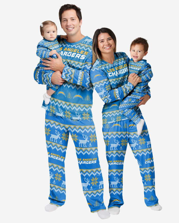 Los Angeles Chargers Infant Ugly Pattern Family Holiday Pajamas FOCO - FOCO.com