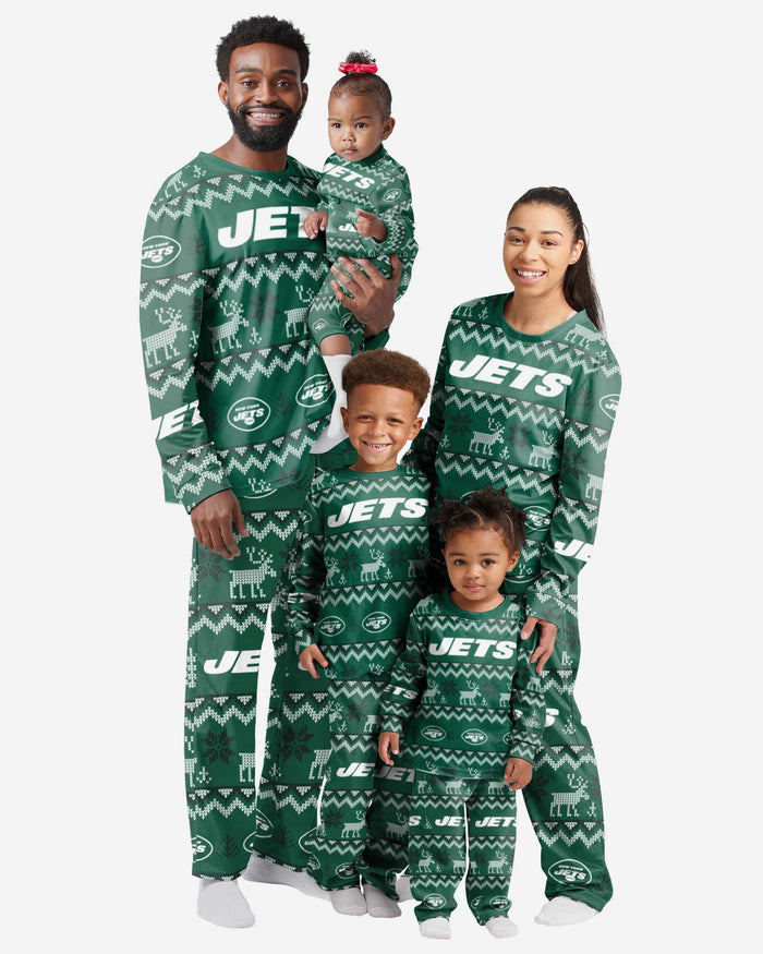 New York Jets Infant Ugly Pattern Family Holiday Pajamas FOCO - FOCO.com