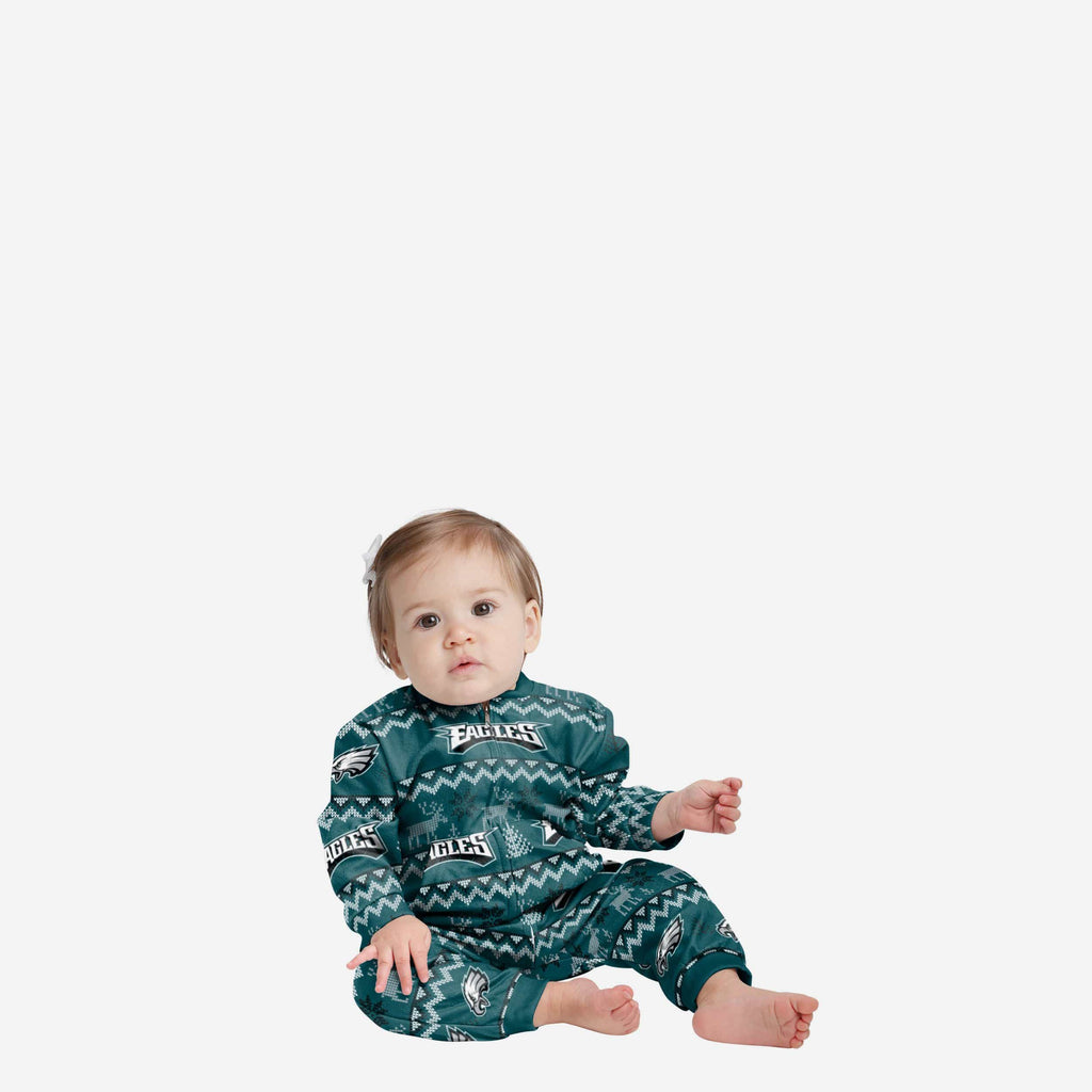 Philadelphia Eagles Infant Ugly Pattern Family Holiday Pajamas FOCO 12 mo - FOCO.com