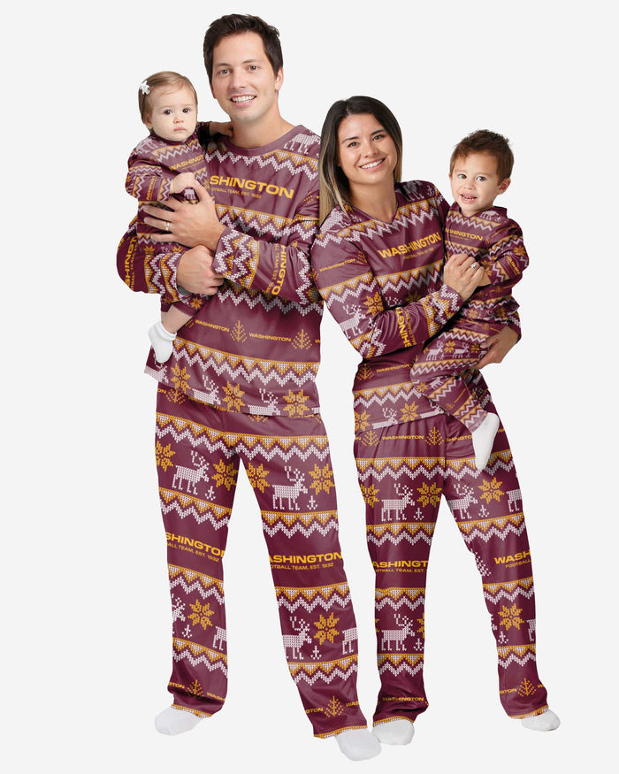 Washington Commanders Infant Ugly Pattern Family Holiday Pajamas FOCO - FOCO.com