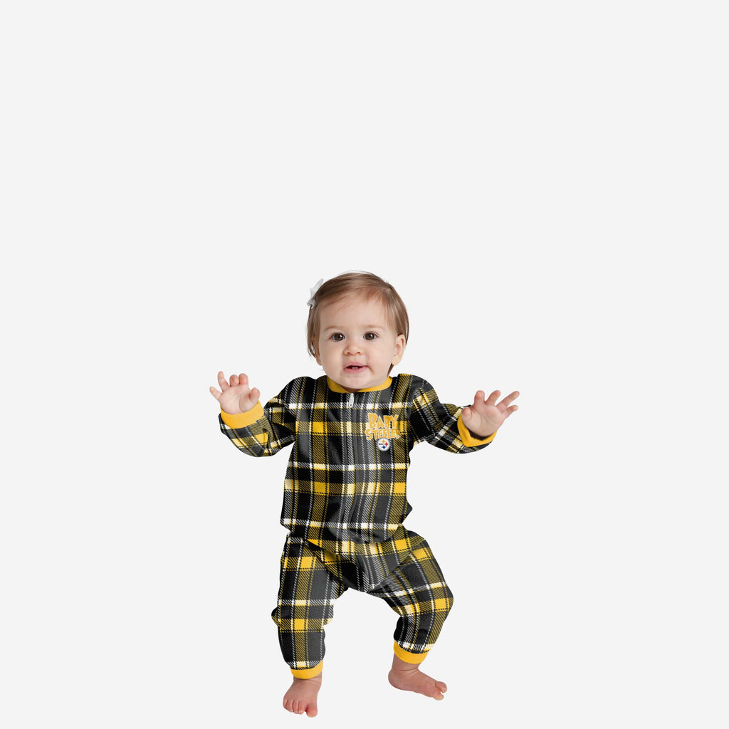 Pittsburgh Steelers Infant Plaid Family Holiday Pajamas FOCO 12 mo - FOCO.com