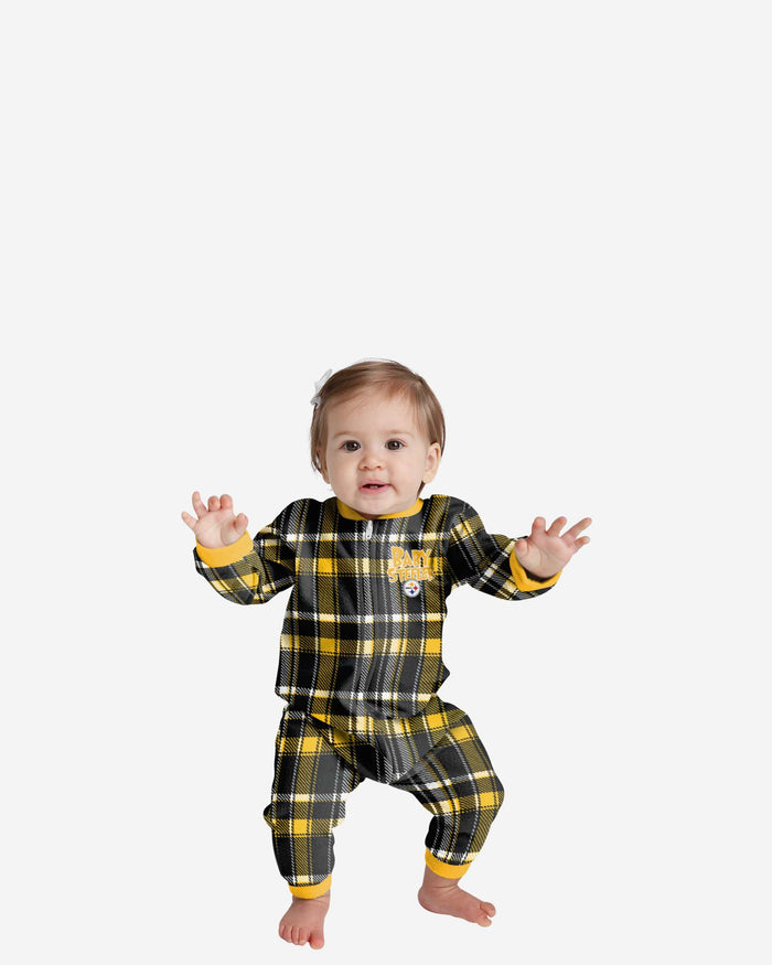 Pittsburgh Steelers Infant Plaid Family Holiday Pajamas FOCO 12 mo - FOCO.com