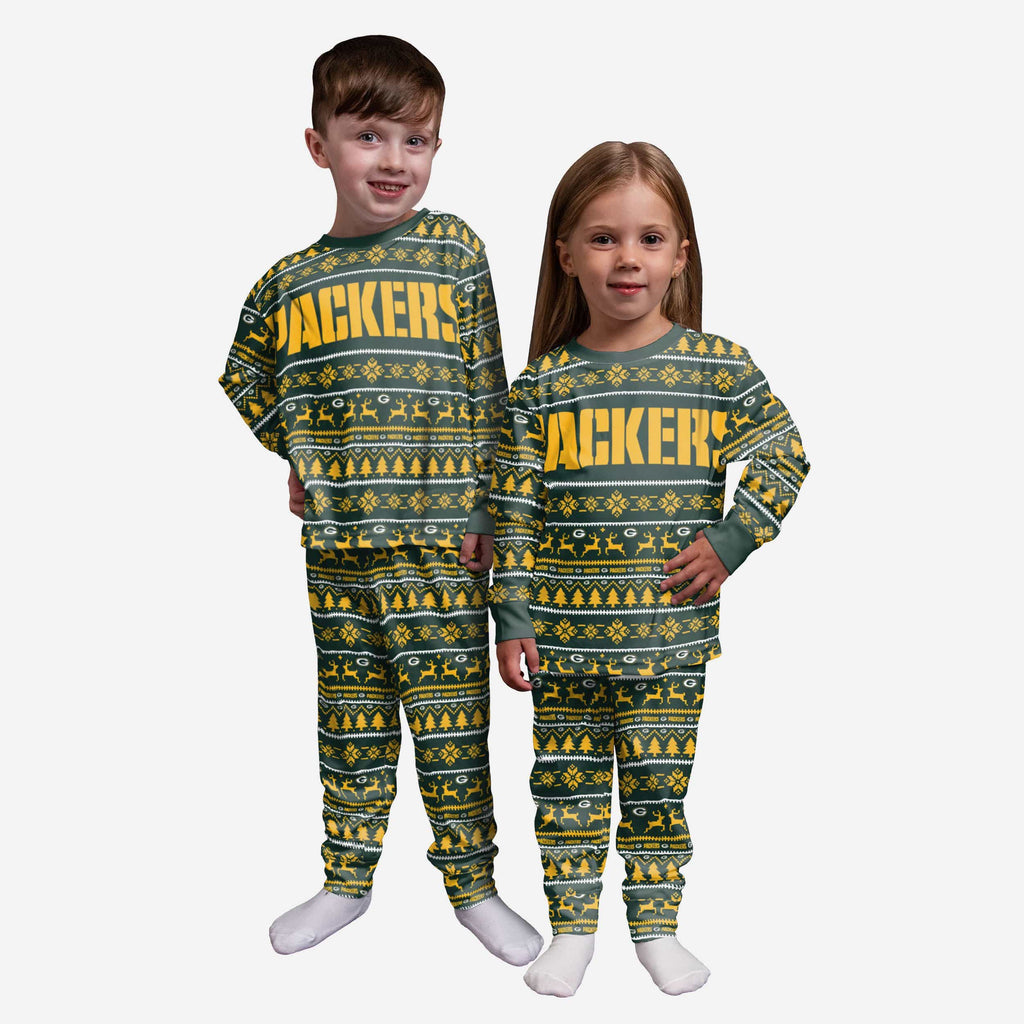 Green Bay Packers Toddler Family Holiday Pajamas FOCO 2T - FOCO.com