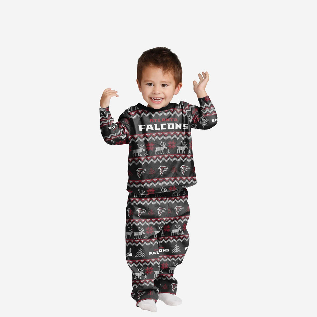 Atlanta Falcons Toddler Ugly Pattern Family Holiday Pajamas FOCO 2T - FOCO.com