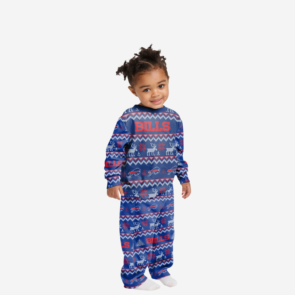 Buffalo Bills Toddler Ugly Pattern Family Holiday Pajamas FOCO 2T - FOCO.com