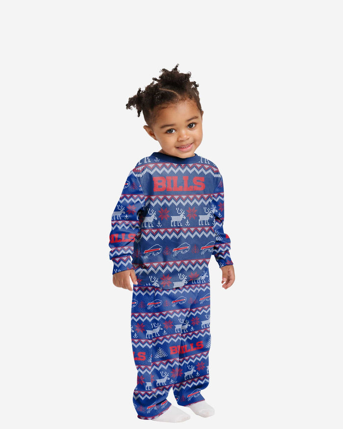 Buffalo Bills Toddler Ugly Pattern Family Holiday Pajamas FOCO 2T - FOCO.com