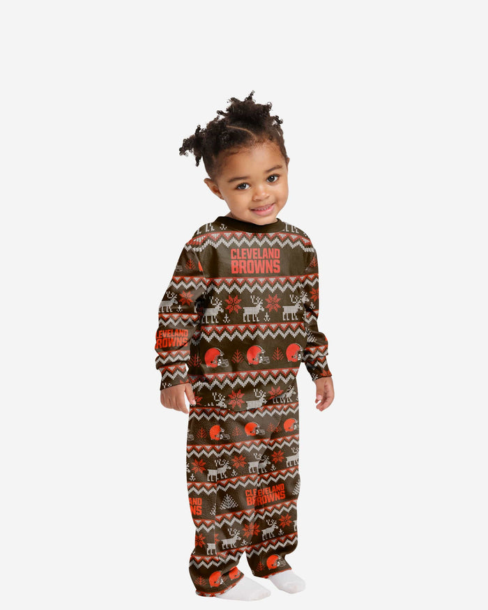 Cleveland Browns Toddler Ugly Pattern Family Holiday Pajamas FOCO 2T - FOCO.com