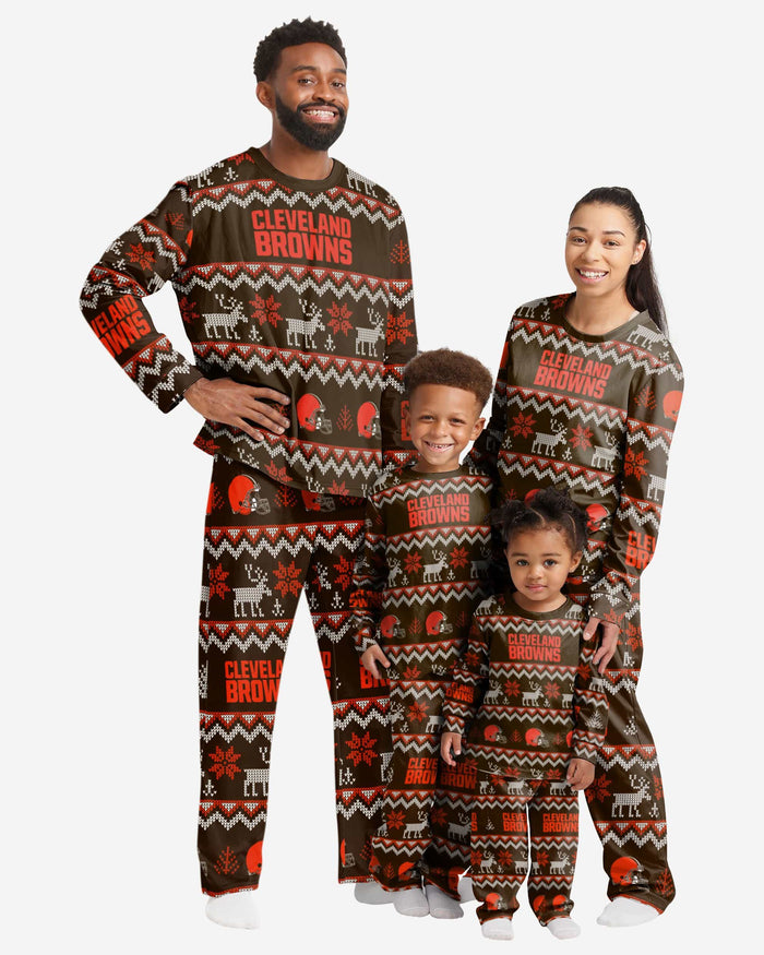 Cleveland Browns Toddler Ugly Pattern Family Holiday Pajamas FOCO - FOCO.com