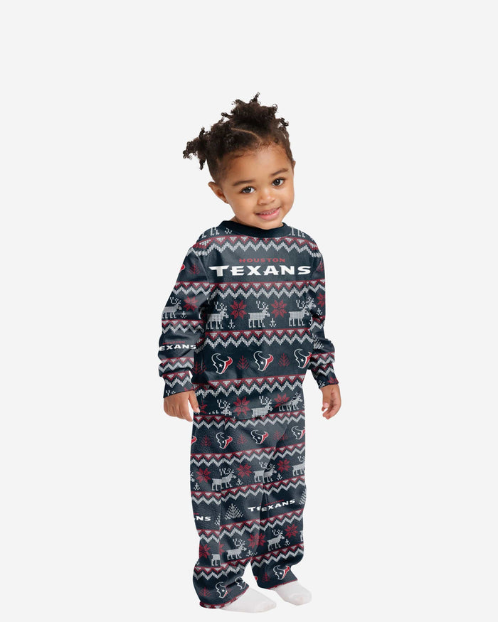 Houston Texans Toddler Ugly Pattern Family Holiday Pajamas FOCO 2T - FOCO.com