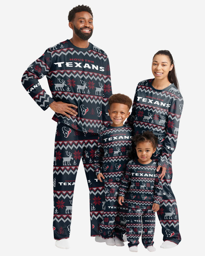 Houston Texans Toddler Ugly Pattern Family Holiday Pajamas FOCO - FOCO.com